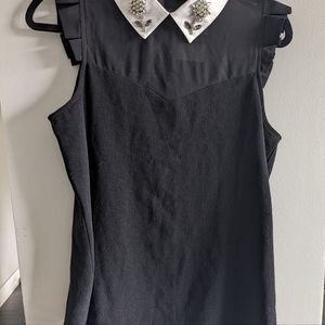 Medium black jeweled collar tank top
